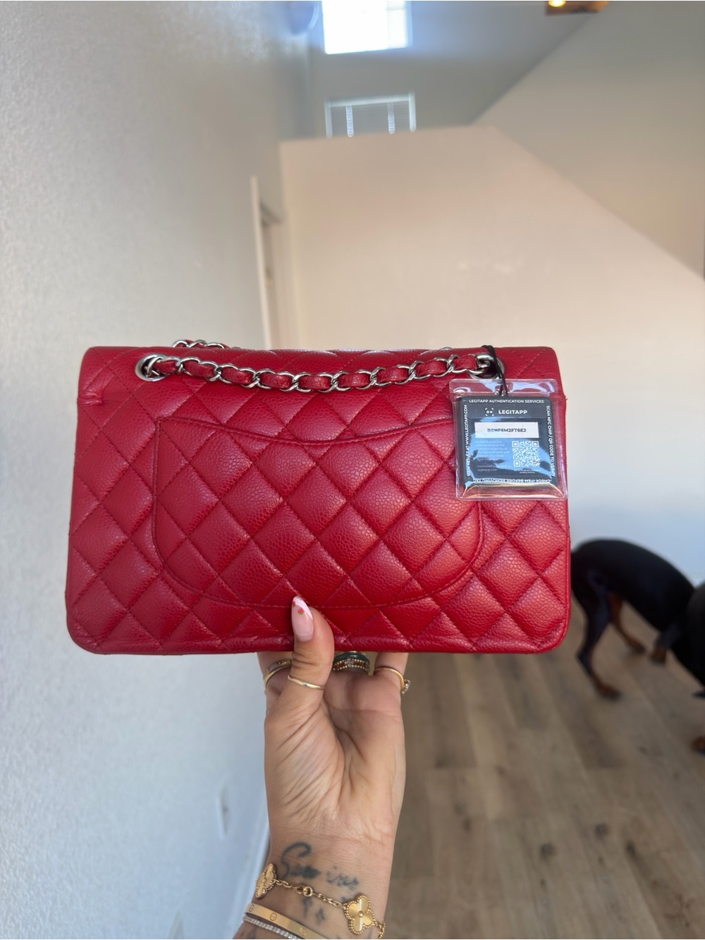 Medium CHANEL Double Flap Red with Silver Hardware - Picture 2 of 11